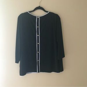 Anne Klein XL Black and White button detail blouse